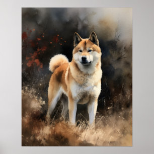 Poster Cute Akita Hund Art-utskrift