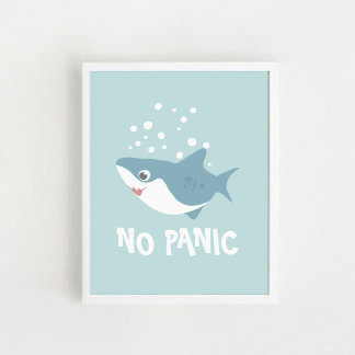 Poster Cute Shark "No Panic"