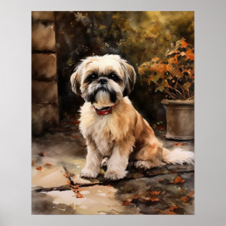 Poster Cute Shih Tzu Hund Art-utskrift