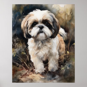 Poster Cute Shih Tzu Hund Art-utskrift