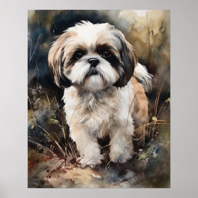Poster Cute Shih Tzu Hund Art-utskrift (Framsidan)