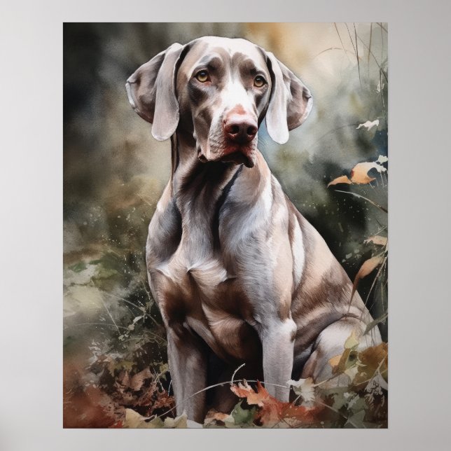 Poster Cute Weimaraner Hund Art-utskrift (Framsidan)