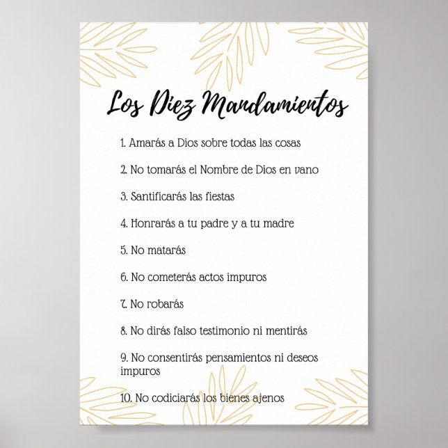 Póster de los 10 mandamientos de la ley de Dios Poster (Framsidan)