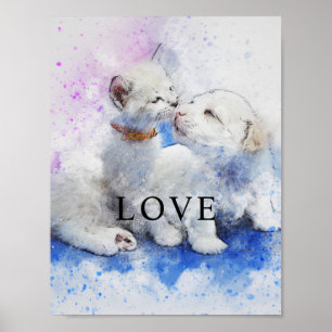 Poster Dekorprojektionsyta för Kat & Hund för vatt