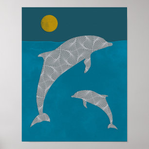 Poster delfiner, Dolphin Wall Decor, Dolphin Print