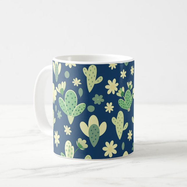 Poster Desert Cactus & Succulent Pattern Kaffemugg (Framsida vänster)