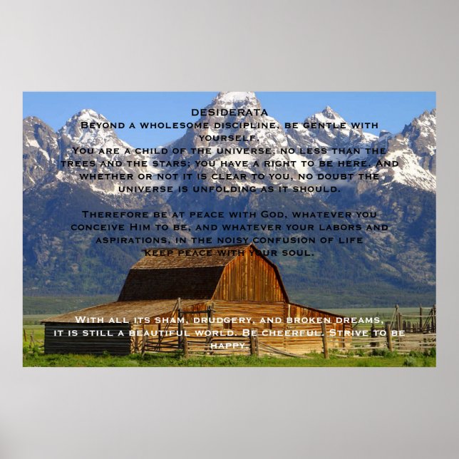 POSTER DESIDERATA Mountain Cabin (Framsidan)