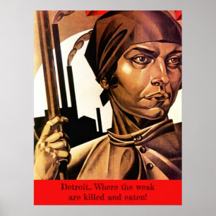 POSTER ~ Detroit där de svaga dödas och äts