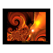 Poster Digital Abstrakt Art Golden Orbs