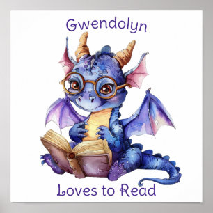 Poster Dragon Läsa anpassning för närbild