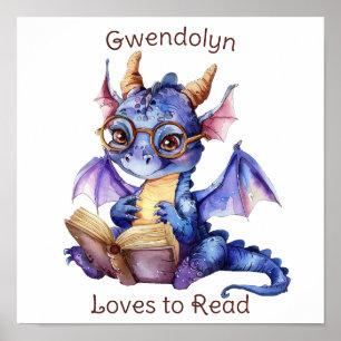 Poster Dragon Läsa anpassning för närbild