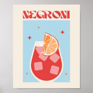 Poster drink Cocktail art Negroni