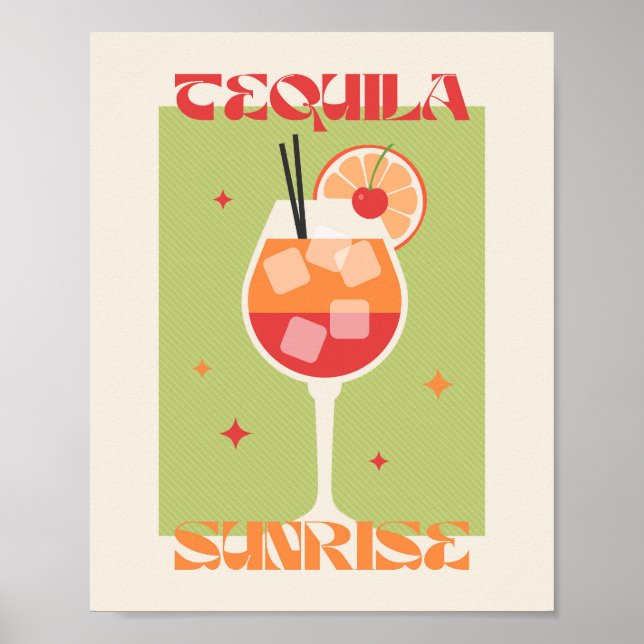 Poster drink Cocktail art Tequila sunrise (Framsidan)