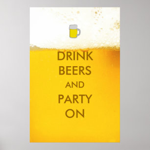 Poster Drink Öl och Party On Beer