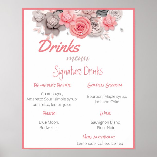 Poster Drinks Menu Bröllop (Framsidan)