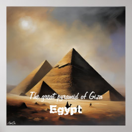 Poster | Egito | Giza | OLJEMÅLNING | AI Innehåll
