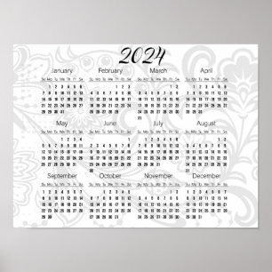 Poster elegant Blommigt Design 2024 Kalender