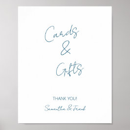 Poster elegant Blue Script Card och Gift