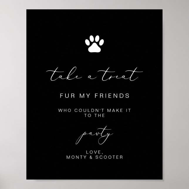 poster elegant Calligraphy Pet Pawty Favty-tecken (Framsidan)