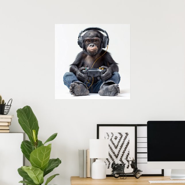 Poster eller hämta för barn Gamer Chimp (Hemmakontoret)