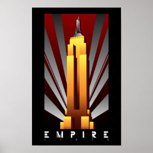 Poster - Empire state Byggande Art Deco