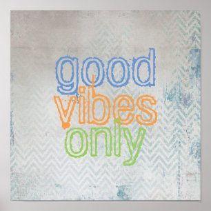 poster endast bra vibes chevron grått och blue