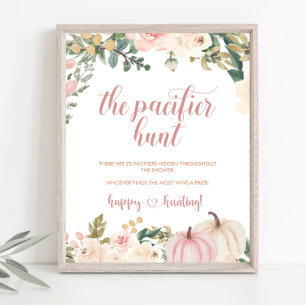 Poster Fall Pumpkin Nappar Hunt Baby Shower Game