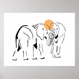 Poster fantastiska, minimalistiska elefanter