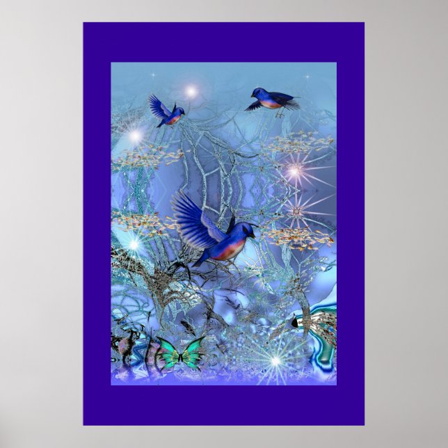 Poster Fantasy Art Blue Birds (Framsidan)