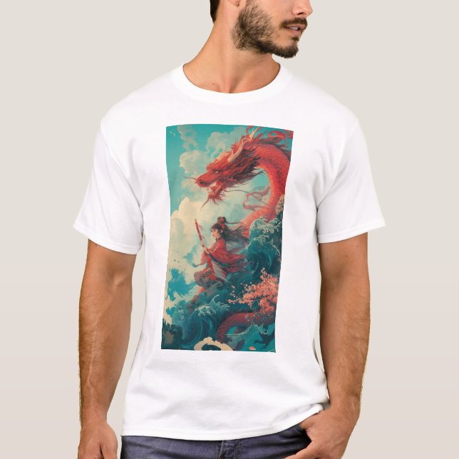Poster Fantasy Dragon Rider T Shirt (Framsida)