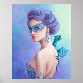 Poster Fantasy vinterkvinna, vacker snö-drottning