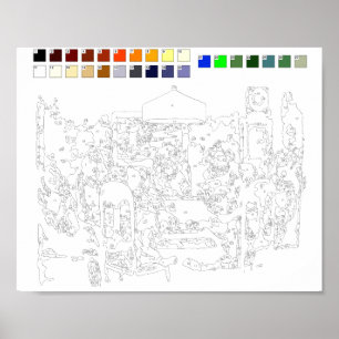 Poster Färg efter nummer: Hundar spelar upp Poker 