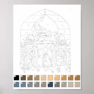 Poster färg efter nummer: Taj Mahal