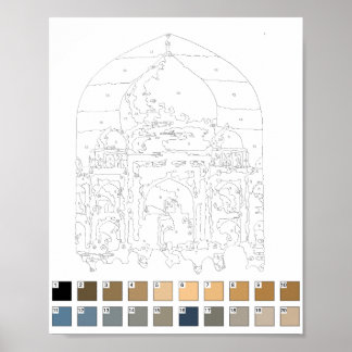 Poster färg efter nummer: Taj Mahal
