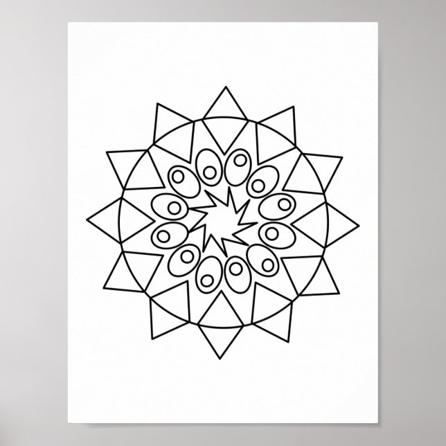 Poster - Färg i denna enkla Mandala-design (Framsidan)