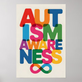 Poster Färg-typografi av autism
