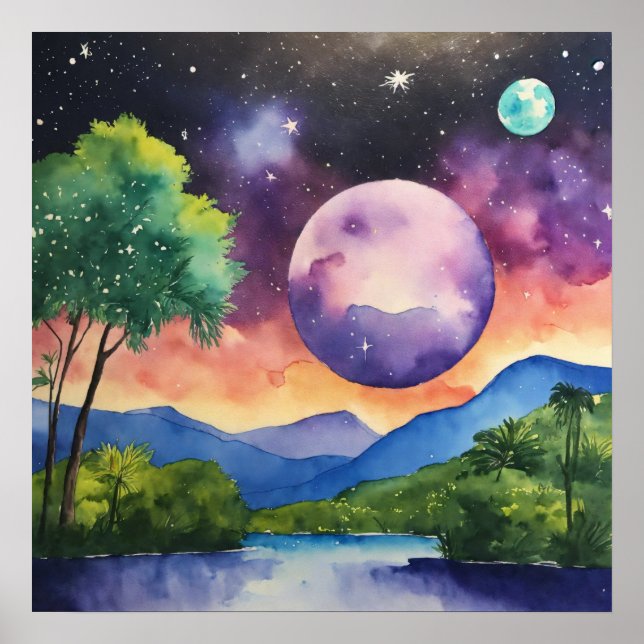 Poster färglöst liggande vattenfärgsmur (Framsidan)