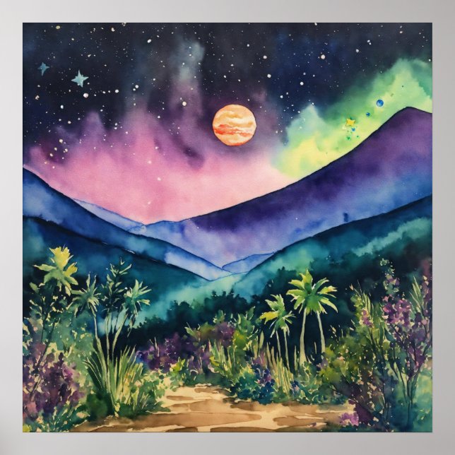 Poster färglöst liggande vattenfärgsmur (Framsidan)