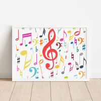 Poster färglöst Musik noter
