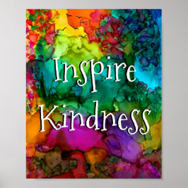 Poster färgstarka Inspire Kindness Typography