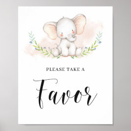 Poster favoritskylt för cute Rosa Elephant Baby Sh