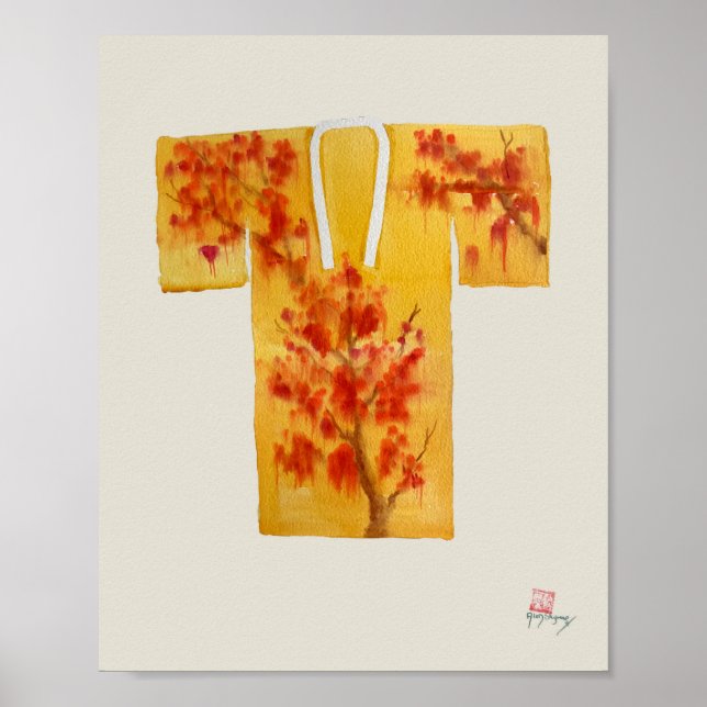 Poster featuring red and yellow Japanese nagajuban (Framsidan)