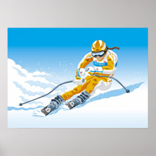 Poster Female Downhill Skier Winter Sport
