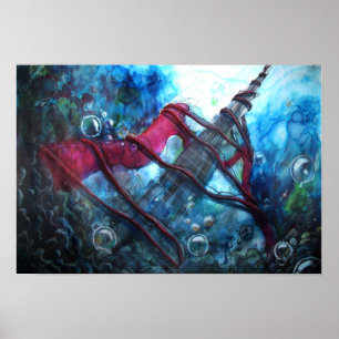 Poster Fender Strat Watercolor