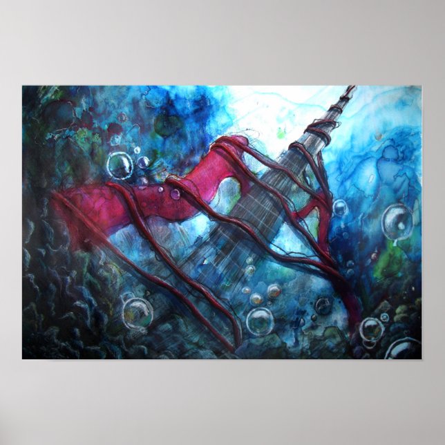 Poster Fender Strat Watercolor (Framsidan)