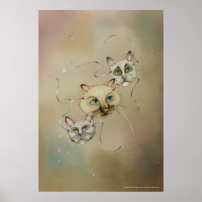 Poster, fin konst - siamesiska kattmaskor poster (Framsidan)
