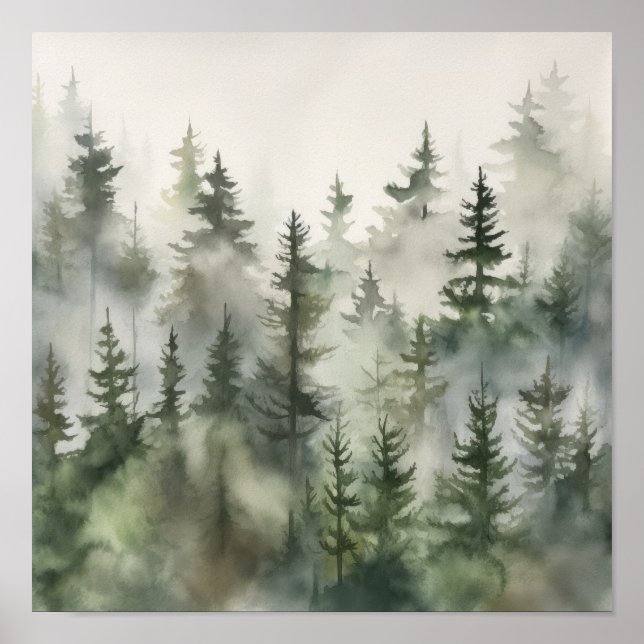 Poster Foggy Forest Ligcape Art Skriv ut (Framsidan)