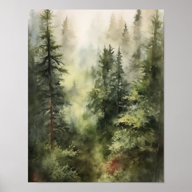Poster Foggy Forest Ligcape Art Skriv ut (Framsidan)