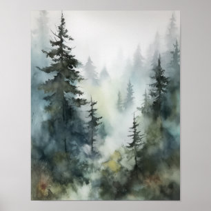 Poster Foggy Forest Ligcape Art Skriv ut