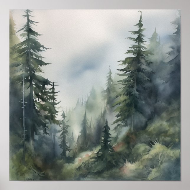 Poster Foggy Forest Ligcape Art Skriv ut (Framsidan)